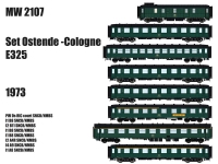 L.S. Models MW2107 - H0 - 8-tlg. Set Personenwagen Ostende-Cologne E325, SNCB, Ep. IV